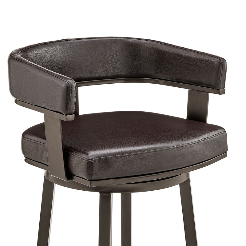 Cohen Bar Height Swivel Bar Stool in Silver Finish with White Faux Leather image number 5