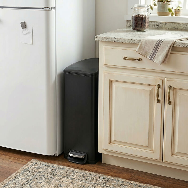 Innovaze 11.9 Gal./ 45 Liter  Slim Stainless-Steel-Made Matt White Step-on kitchen Trash Can image number 2