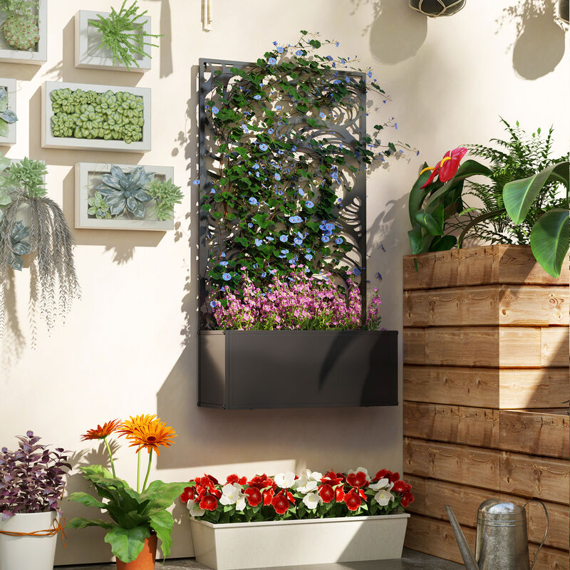 Hivvago Outdoor Metal Planter Box with Built-In Trellis image number 6
