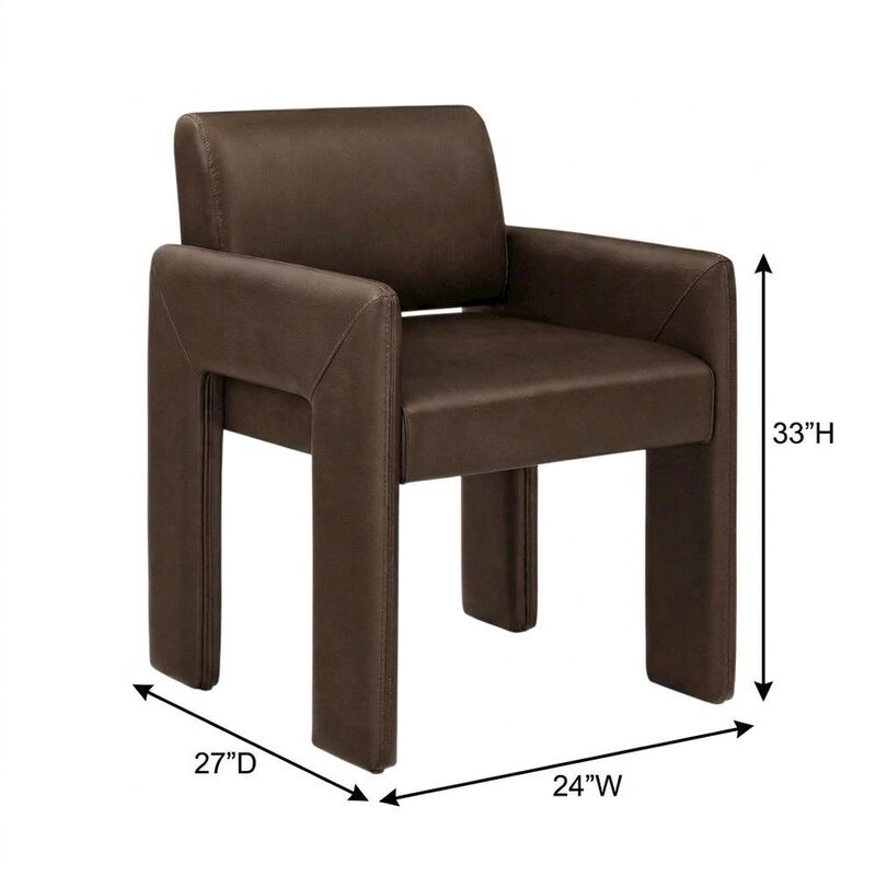 Vegan Leather Upholstered Dining Armchair for Kitchen and Dining Rooms, Espresso image number 2