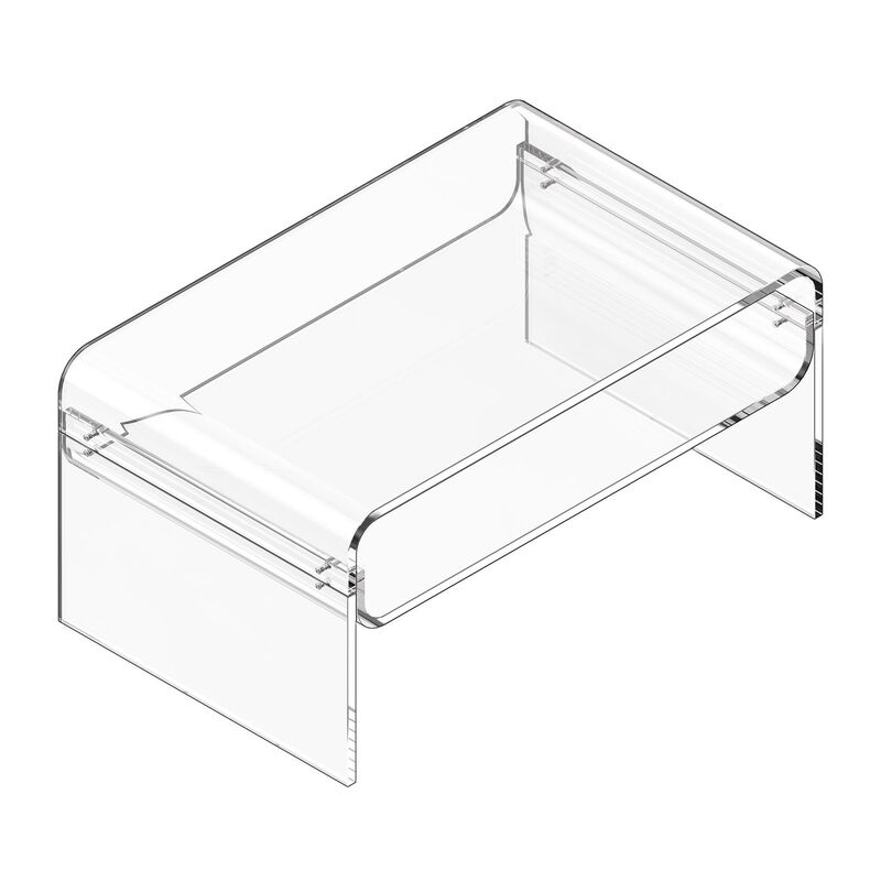 Modern Acrylic Coffee Table 2 Tier Rectangle with Storage Shelf image number 4