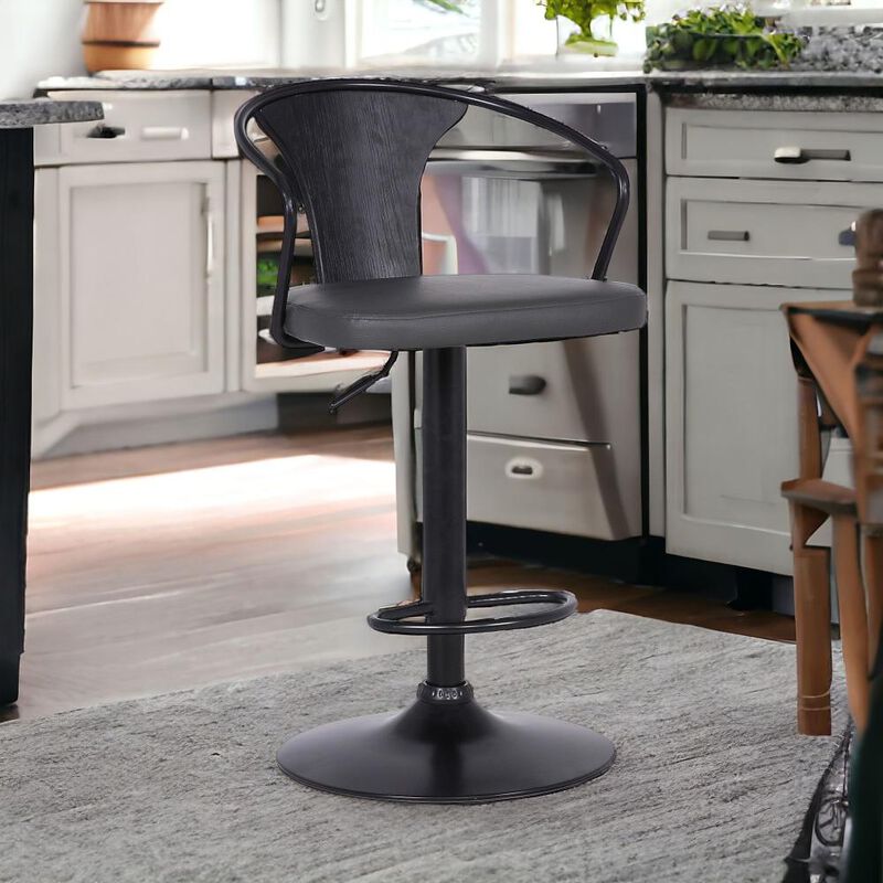 Hivvago 24 Inch Gray And Black Iron Swivel Low Back Adjustable Height Bar Chair