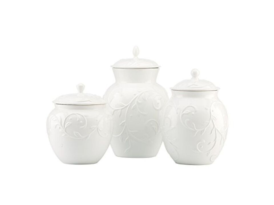 Lenox Opal Innocence Carved 3-Piece Canister Set, White