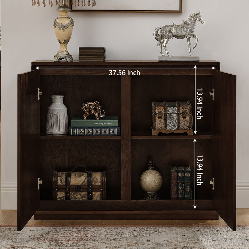 Merax Elegant V-Shape Fluted Sideboard - Multifunctional Storage Cabinet with Outlet Holes image number 6
