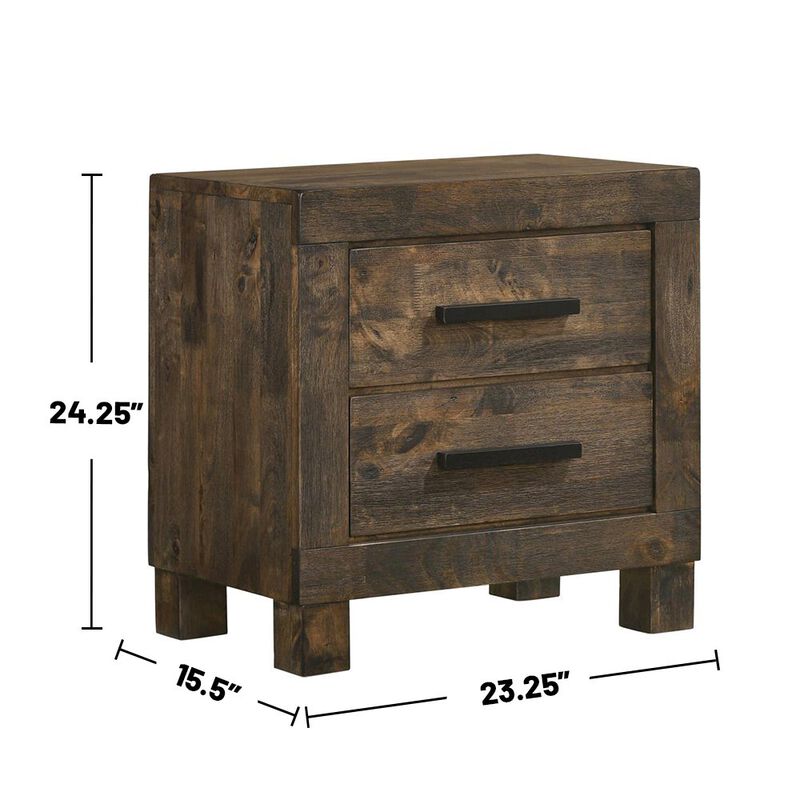 Simple Relax 2 Drawers Wooden Nightstand in Golden Brown image number 3