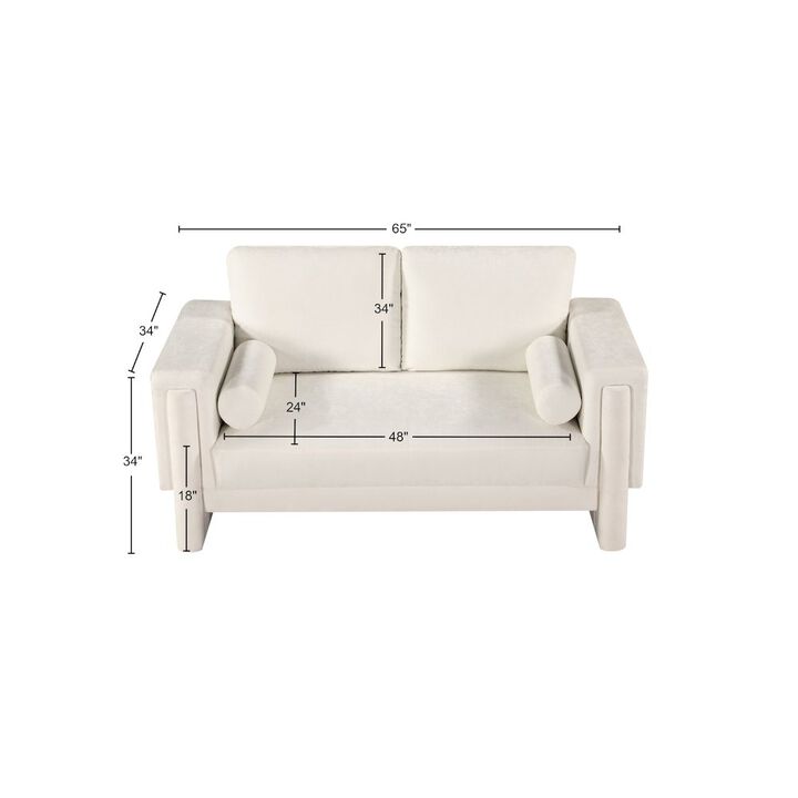 Meridian Furniture Madeline Cream Chenille Fabric Loveseat