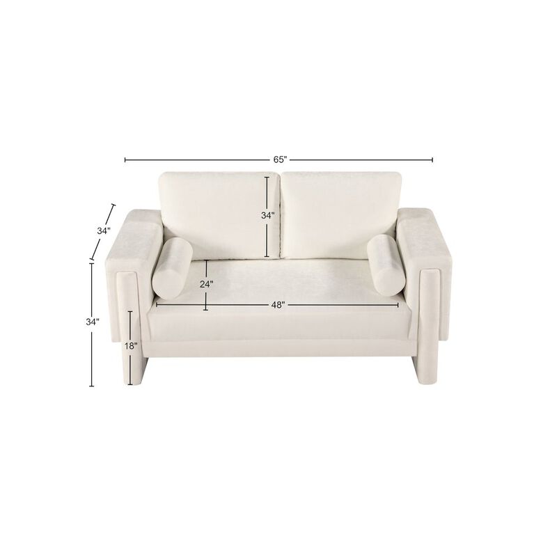 Meridian Furniture Madeline Cream Chenille Fabric Loveseat