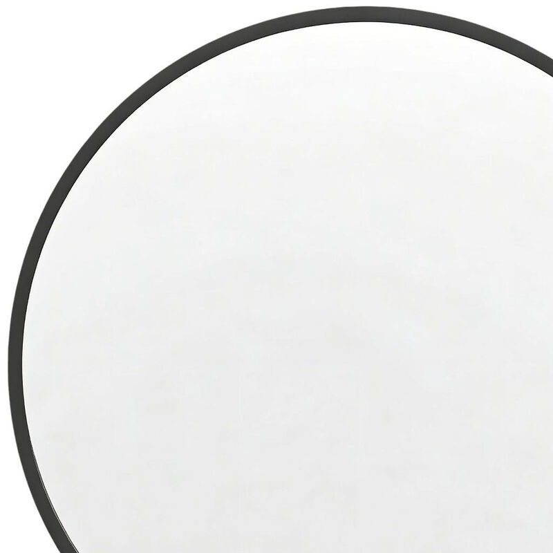 HomeRoots 20" Black Aluminum Round Framed Accent Mirror image number 2