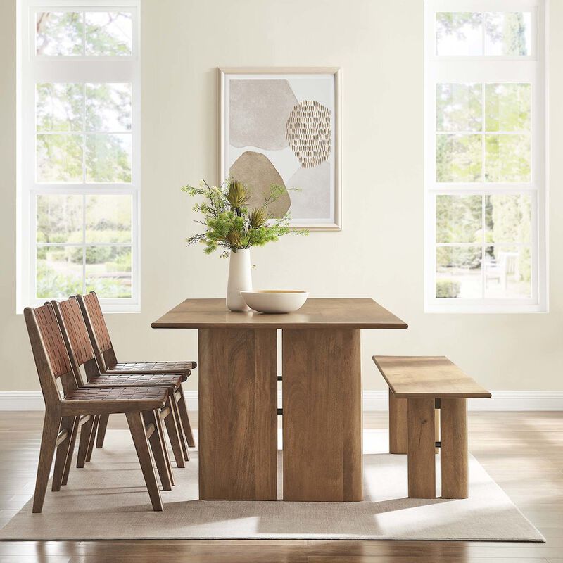 Amistad 86" Wood Dining Table and Bench Set image number 5