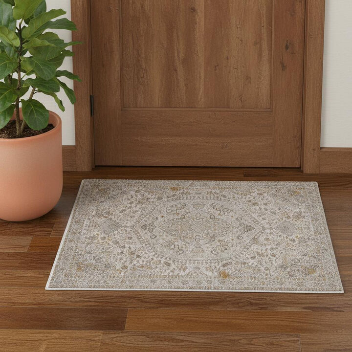 HomeRoots Oriental Area Rug With Fringe