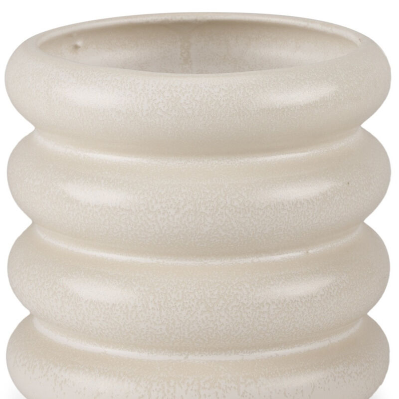 HomeRoots 7" Cream Ceramic Stacking Rings Cylinder Table Vase image number 2