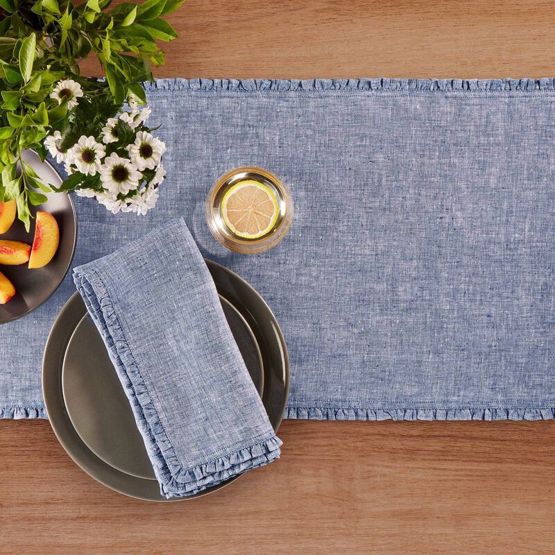 Christmas Linen Table Runner - Juliette Ruffle, Solino Home