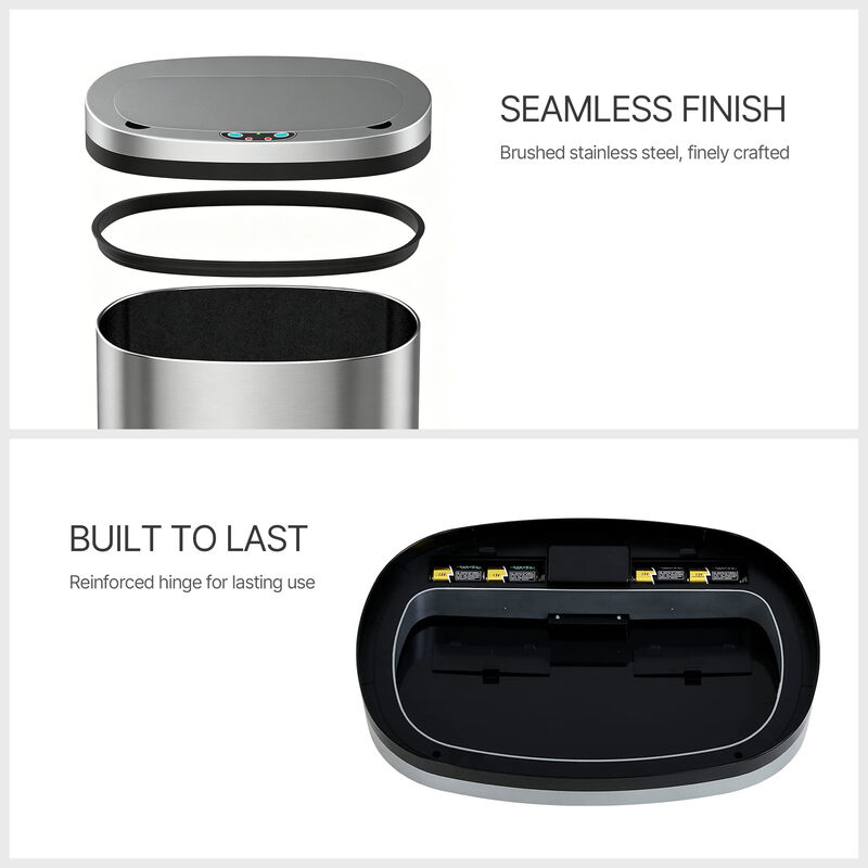 13 Gal./50 Liter Stainless Steel Oval Motion Sensor Trash Can for Kitchen image number 6