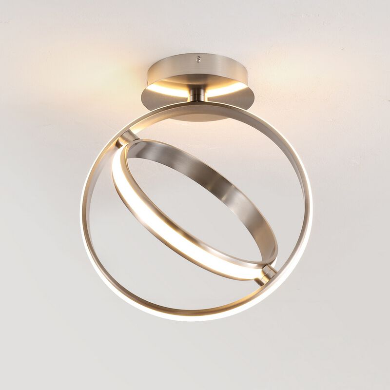 Nicole 2-Light Modern Minimalist Aluminum Ring Integrated LED Semi Flush Mount