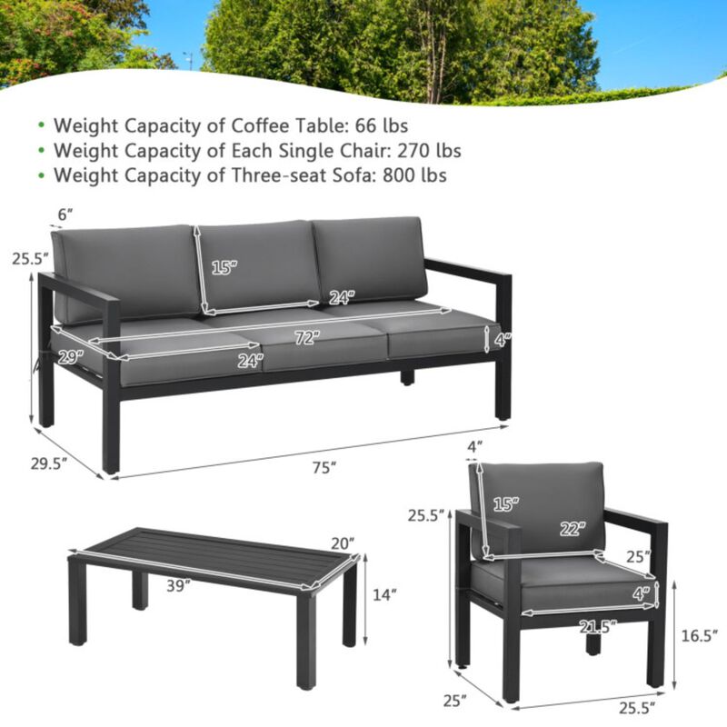 Hivvago 4 Pieces Outdoor Furniture Set for Backyard and Poolside