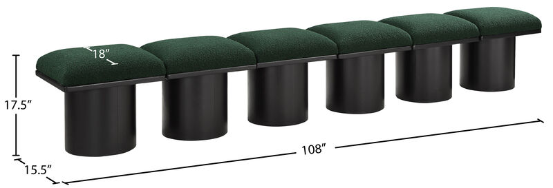 Meridian Furniture Pavilion Green Boucle Fabric Bench