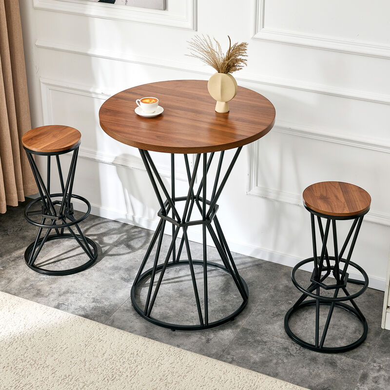Whisen 31.5" Bar Set, 3-Piece MDF Metal Industrial Style for Home Kitchen image number 8