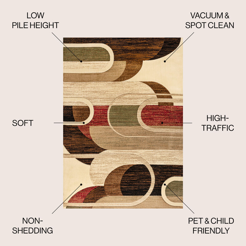 Tamara Retro Abstract Arches Area Rug