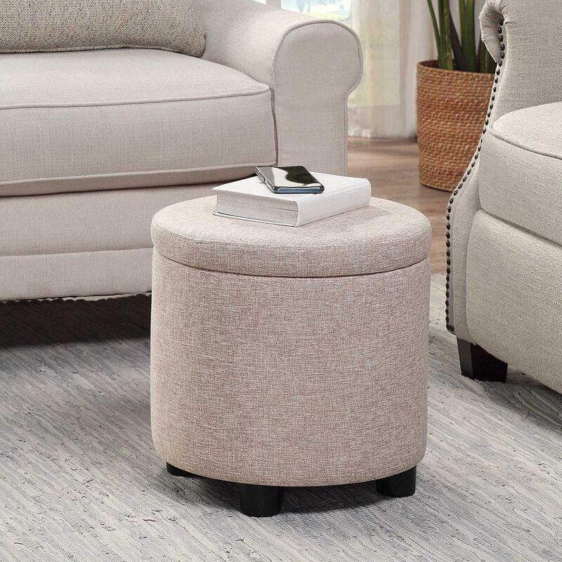 Convience Concept, Inc. Designs 4 Comfort Round Accent Storage Ottoman with Reversible Tray Lid