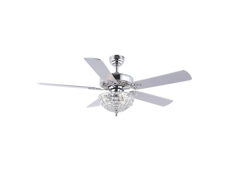 Mandy 3-Light Glam Classic Crystal Dome Shade LED Ceiling Fan With Remote