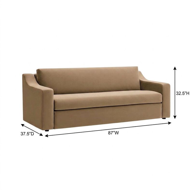 Performance Velvet Sofa, Comfy Modern Couch for Living Room, Taupe image number 2