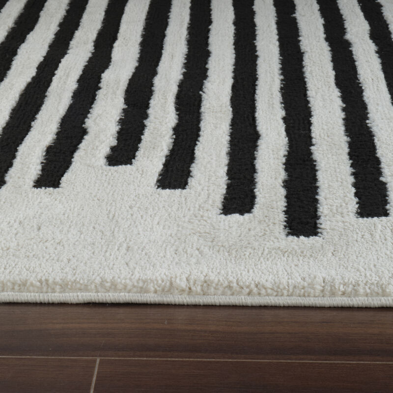 Rug Branch Shodo Modern Striped Cream Black Indoor Area Rug