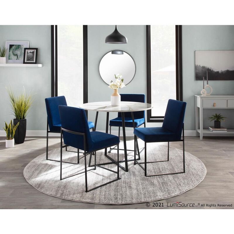 LumiSource Black Steel, Blue Velvet High Back Fuji Dining Chair - Set of 2