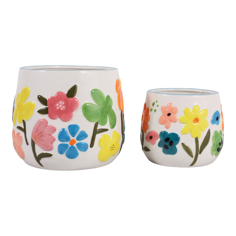 S/2 Floral Embossed Planters image number 2