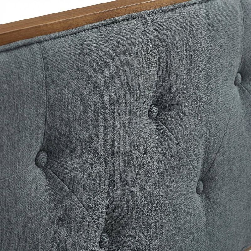 Tufted Fabric Full Headboard with Wood Frame in Neutral Finish image number 4