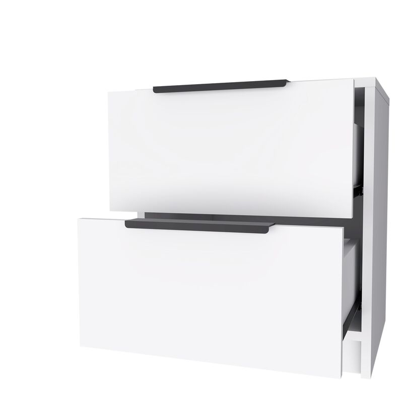 HomeRoots 19" White Wood Two Drawer Nightstand image number 5