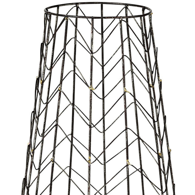 HomeRoots 24" Gold Distressed Lattice Metal Tabletop Hurricane Candle Holder