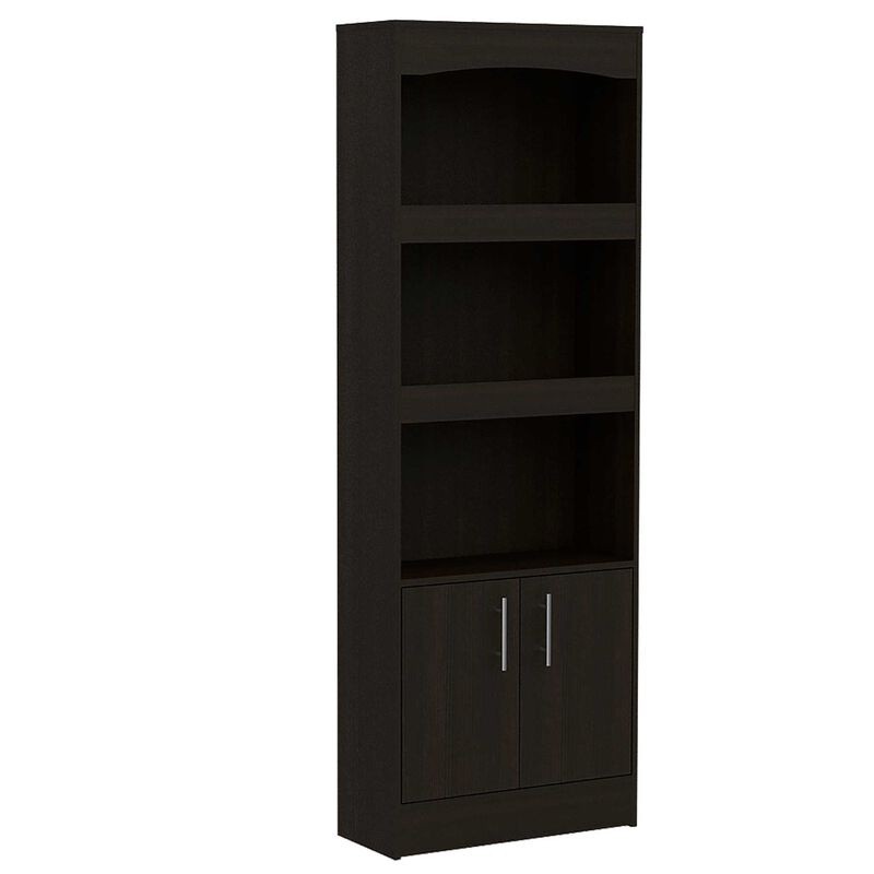 Homezia 71" Three Shelf Bookcase with Cabinet Storage