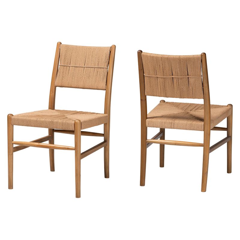 bali & pari Alva Paper Loom Woven 2-Piece Dining Chair Set - Handwoven Side Chair with Mahogany Wood Frame for Kitchen or Dining Room image number 0