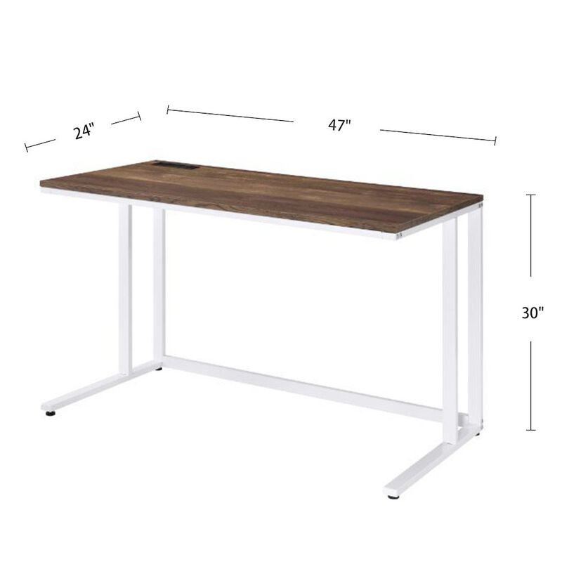 Simple Relax Built-in USB Port Writing Desk with Storage Drawer in Walnut image number 2