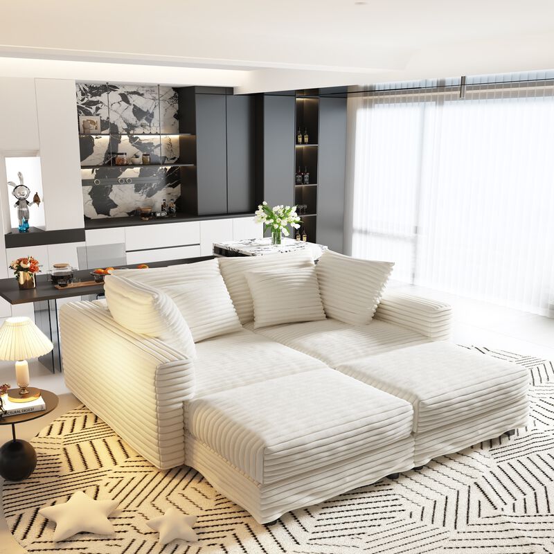 Merax 4-Seat Cloud Sofa with Movable Ottoman