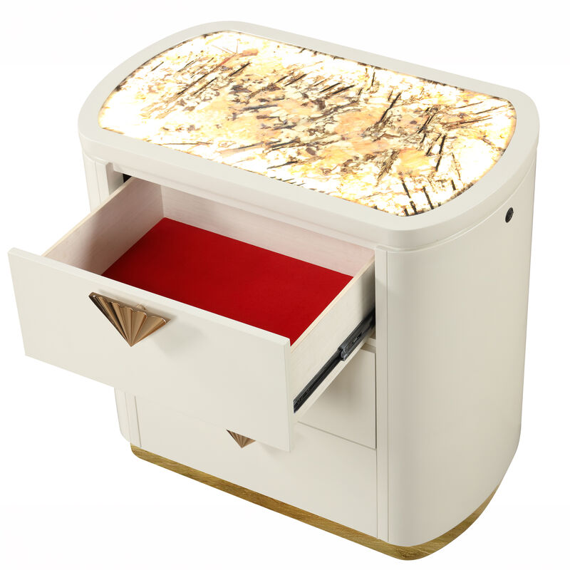 Calvessara Gloss 3-Drawer LED Nightstand image number 7