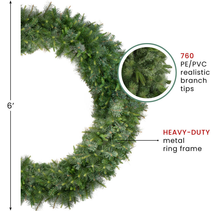Ashcroft Cashmere Pine Artificial Christmas Wreath - 72-Inch  Unlit