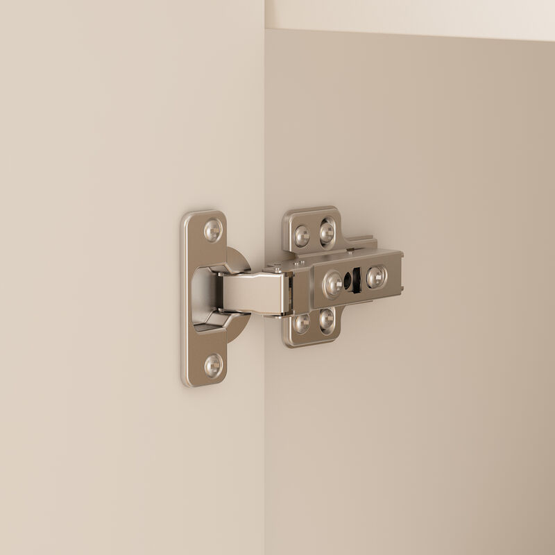 White Wooden Sideboard, Food Pantry, Wine Cabinet, Storage Cabinet with 4 Cabinet and 4 Open Shelves