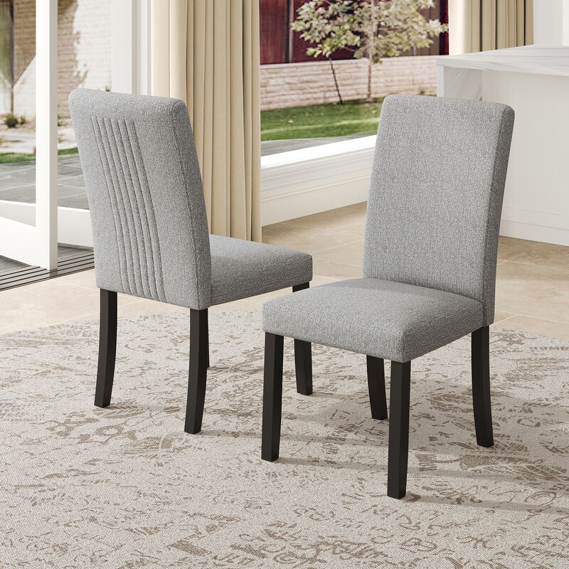 Whisen 4-Piece 23inch Upholstered Dining Chairs, Solid Rubber Wood Linen Mid-Century Modern for Kitchen Dining Room image number 2