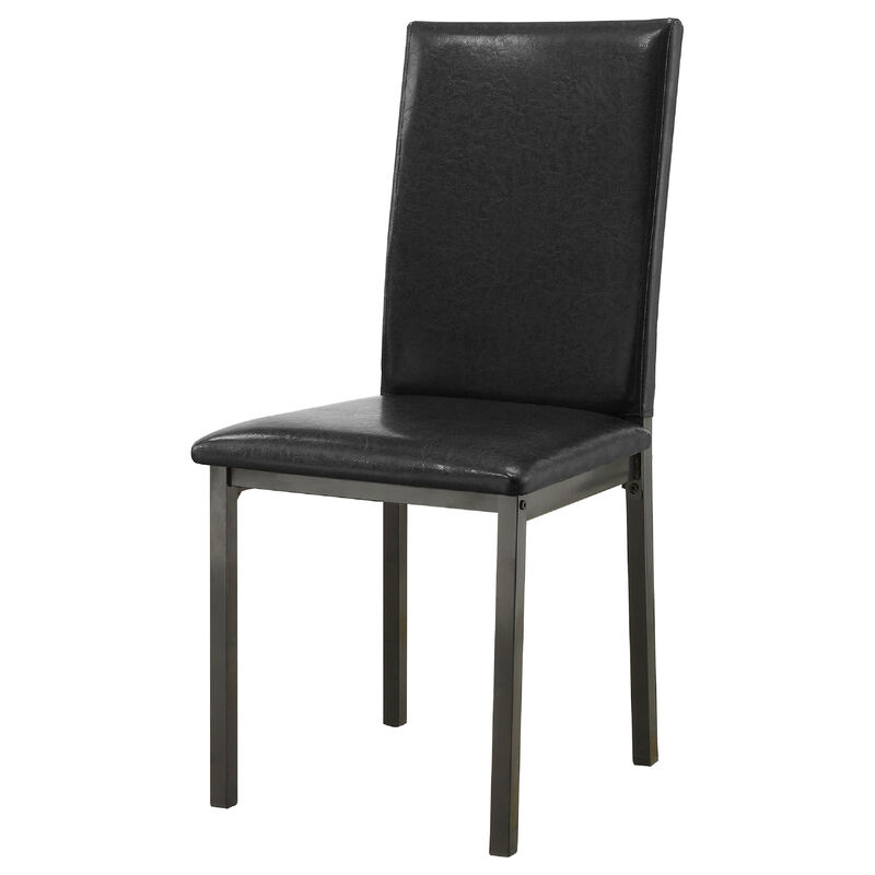 Raza 5pc Dining Set, Weathered Gray Table, 4 Black Faux Leather Chairs - Benzara