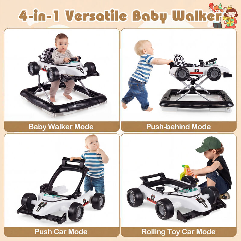 4-in-1 Adjustable Baby Walker with Activity Center and Music Box image number 6
