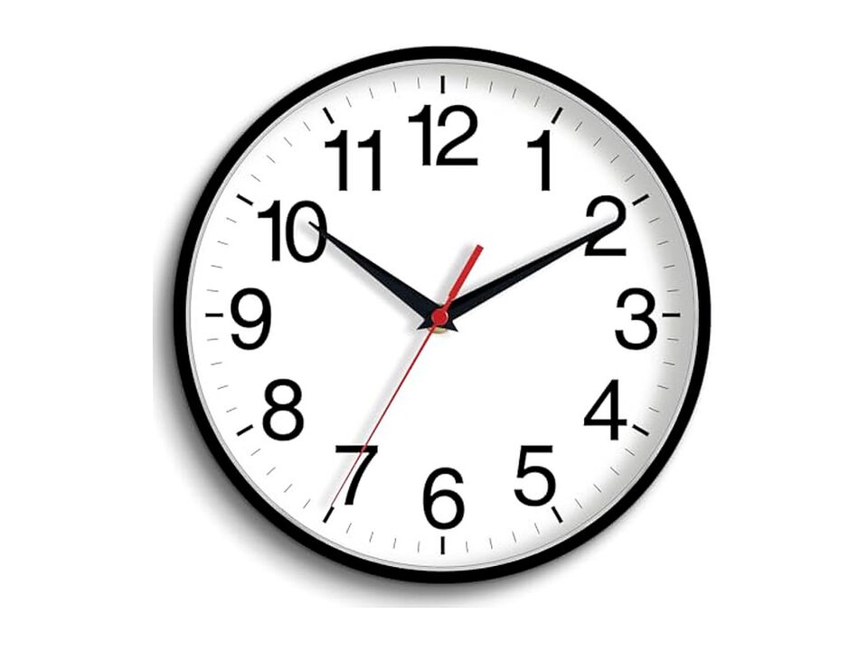 Black Wall Clock 16 Inch Silent Non Ticking Modern Battery Operated