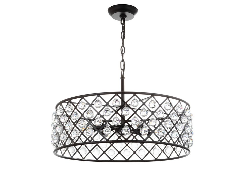 Gabrielle 23" Crystal/Metal LED Pendant, Oil-Rubbed Bronze