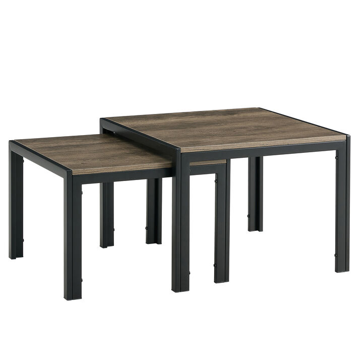 Hivvago Set of 2 Modern Design Nesting Coffee Table Set with Wooden Finish