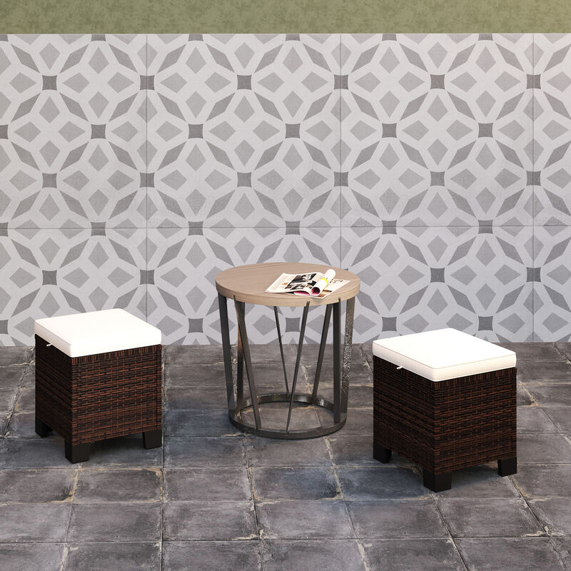 Set Of 2 Outdoor Ottomans With Cusions For Outdoor Seating image number 6