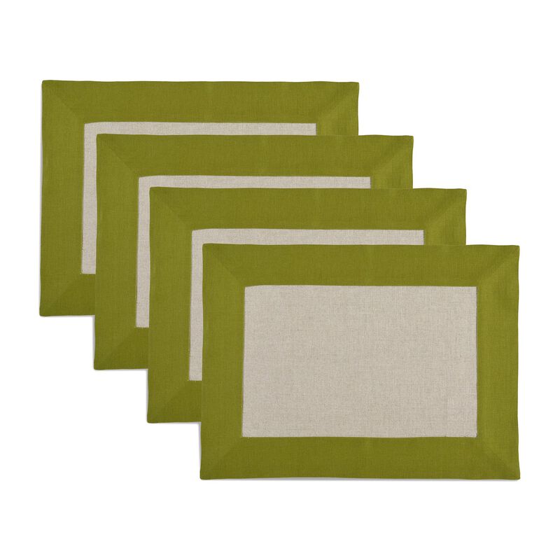 Solino Home Contempo 100% Linen Placemats &ndash; Set of 4, 14 x 19 in, Machine Washable, Holiday and Everyday Dining