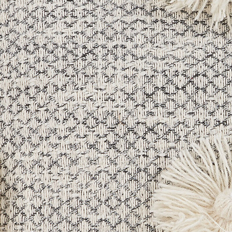 HomeRoots Set of Two Gray and Ivory Floral Cotton Throw Pillows With Fringe image number 4