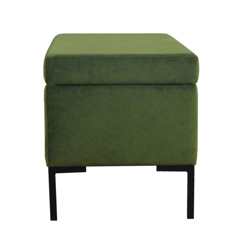 Ray Storage Bench Ottoman, Forest Green Velvet, Metal Legs, 32 Inch image number 3