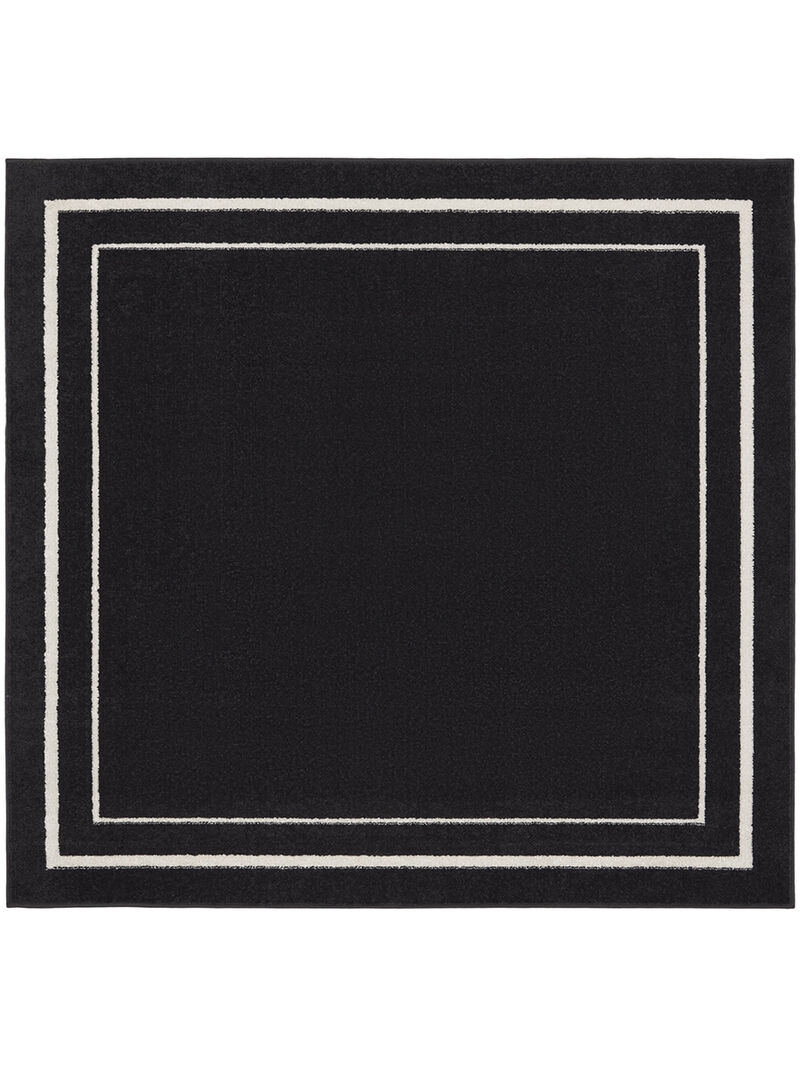 Nourison Essentials NRE02 Black/Ivory 5' x Square Rug image number 0
