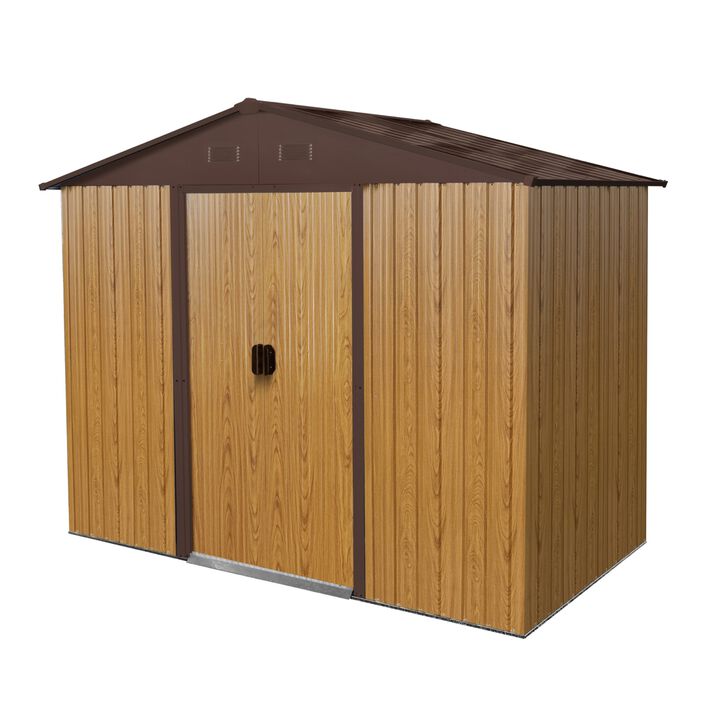 8ft x 4ft Outdoor Metal Storage Shed with Sliding Door and foundation for Backyard